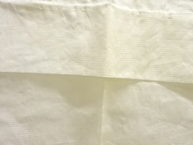  アンティーク　本麻透かし織　芝草に梅模様長襦袢